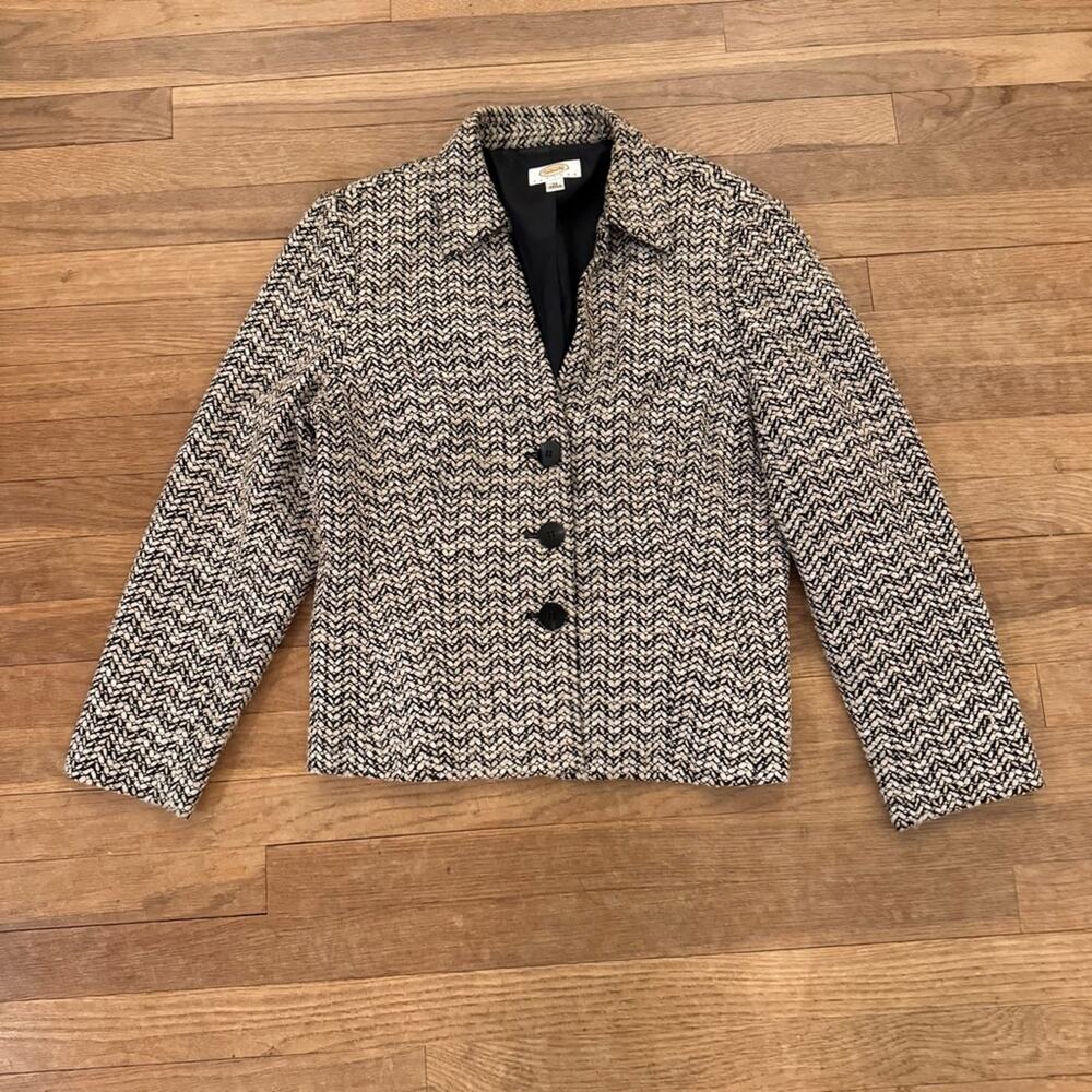 Talbots brown tan three button blazer jacket size 14P
 b27